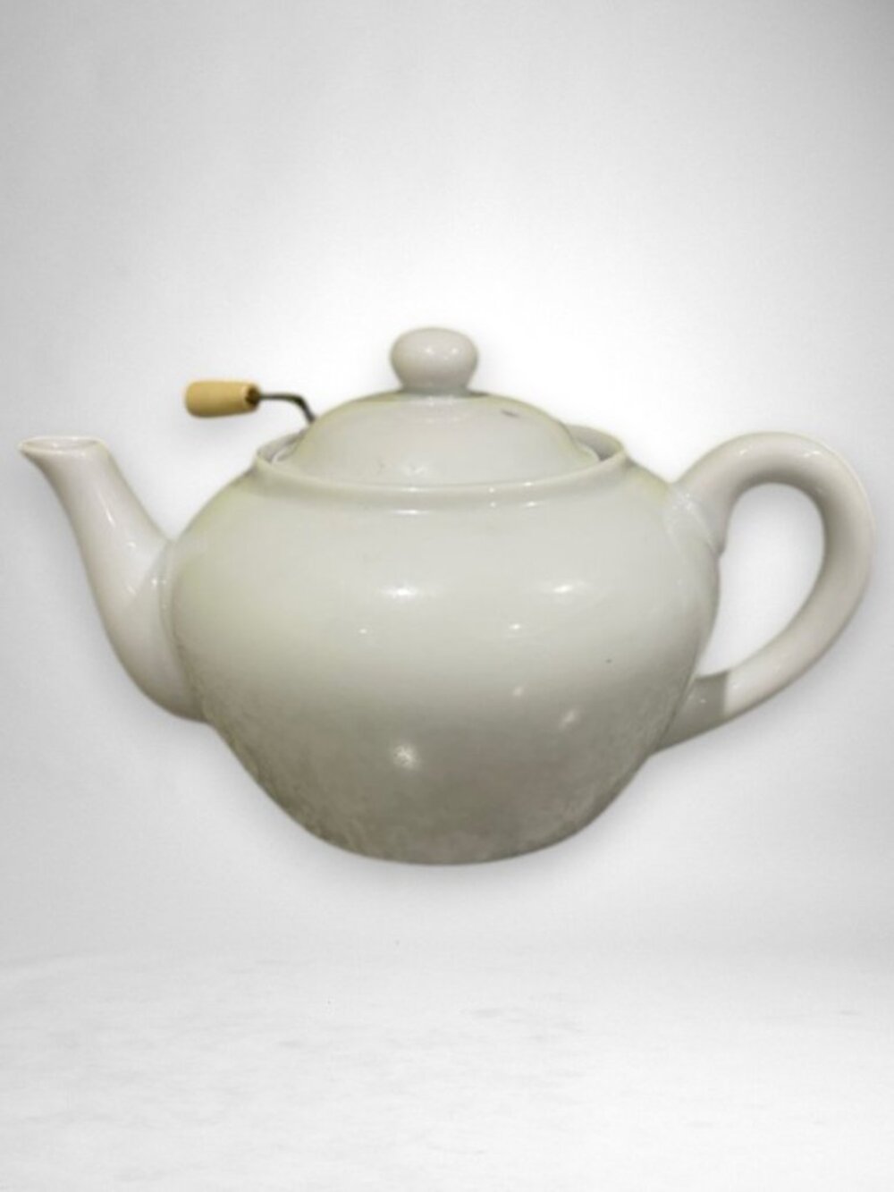 Vintage Solid White Ceramic Teapot with Infuser Basket